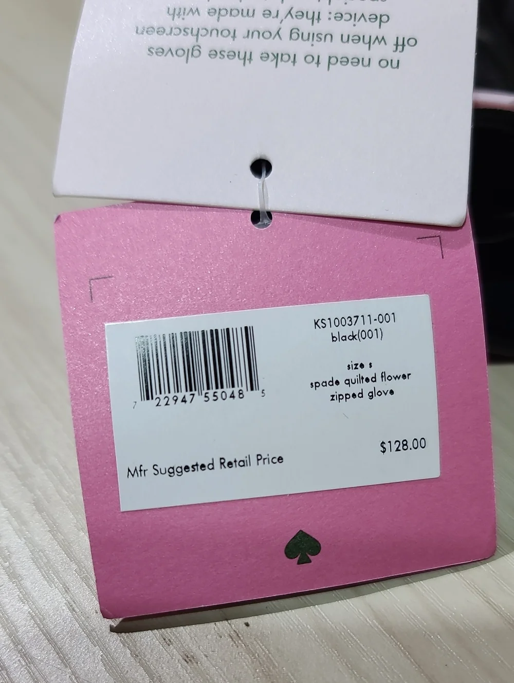 Kate Spade Quilted Flower Zipped Gloves Black / Small NWT
